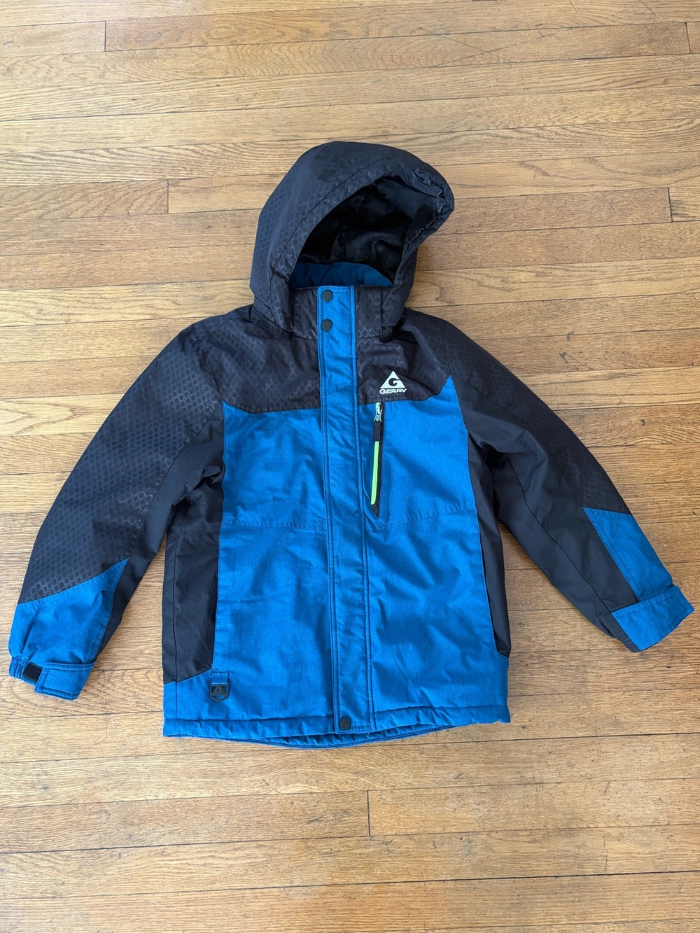 Gerry Boys Insulated Ski Snow Jacket Hooded Colorblock Size 10/12 Blue Black